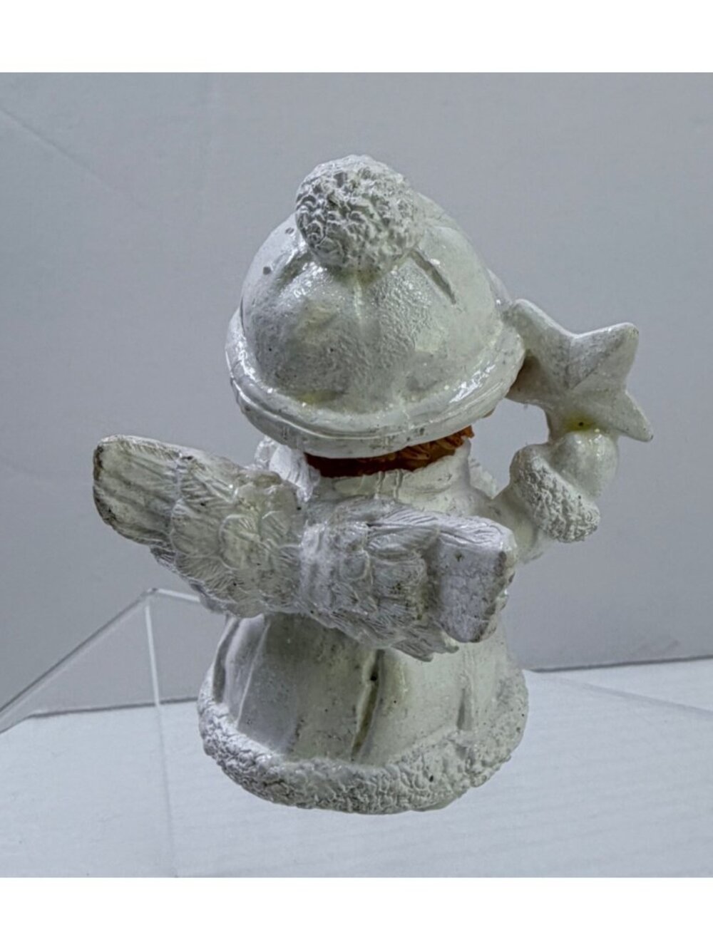 Winter White Angel Figurine Holding Star Glitter Accents Christmas Decor - Picture 2 of 9